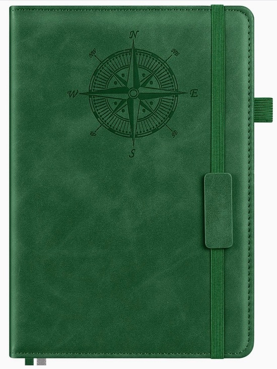 Malden Other - Emerald Green Leather Hardcover Journal Embossed Compass College Ruled NWT